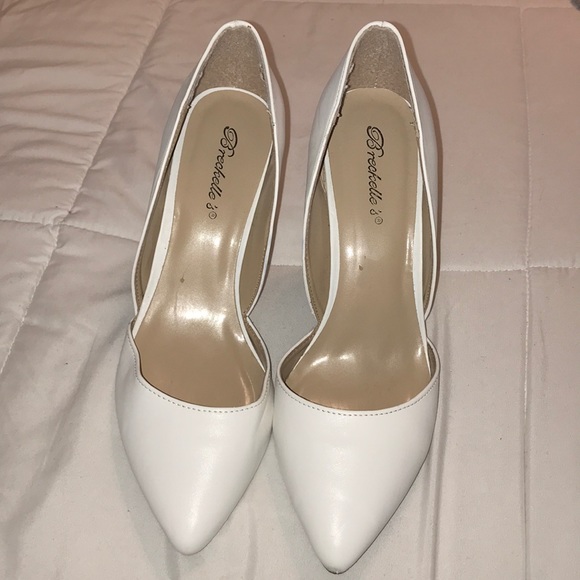 White Pointed Leather Heels - Picture 2 of 6